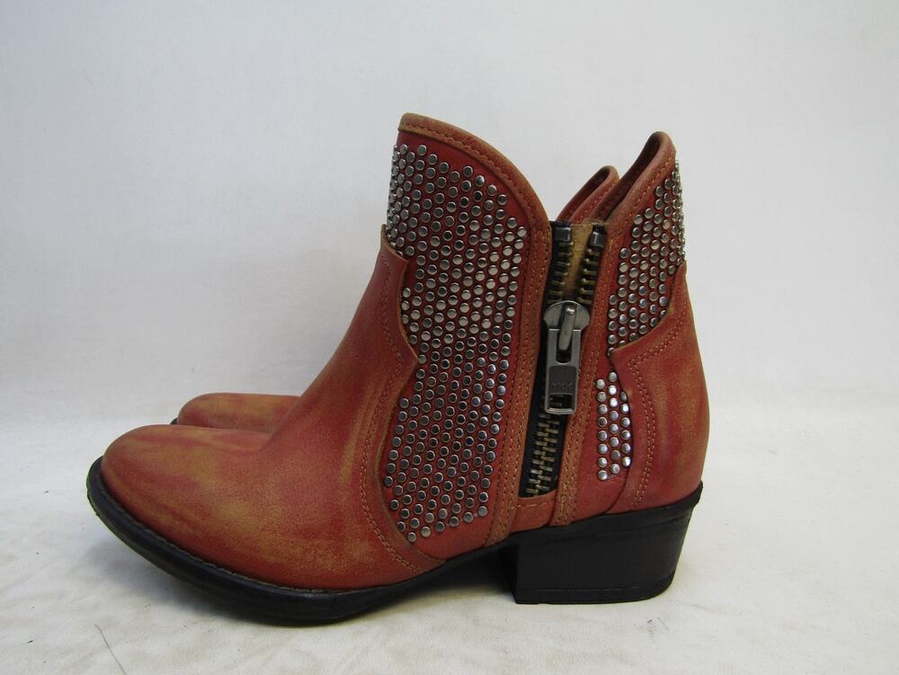 Circle G Womens Size 8 M Orange Rust Leather Zip Ankle Fashion Boots Bootie